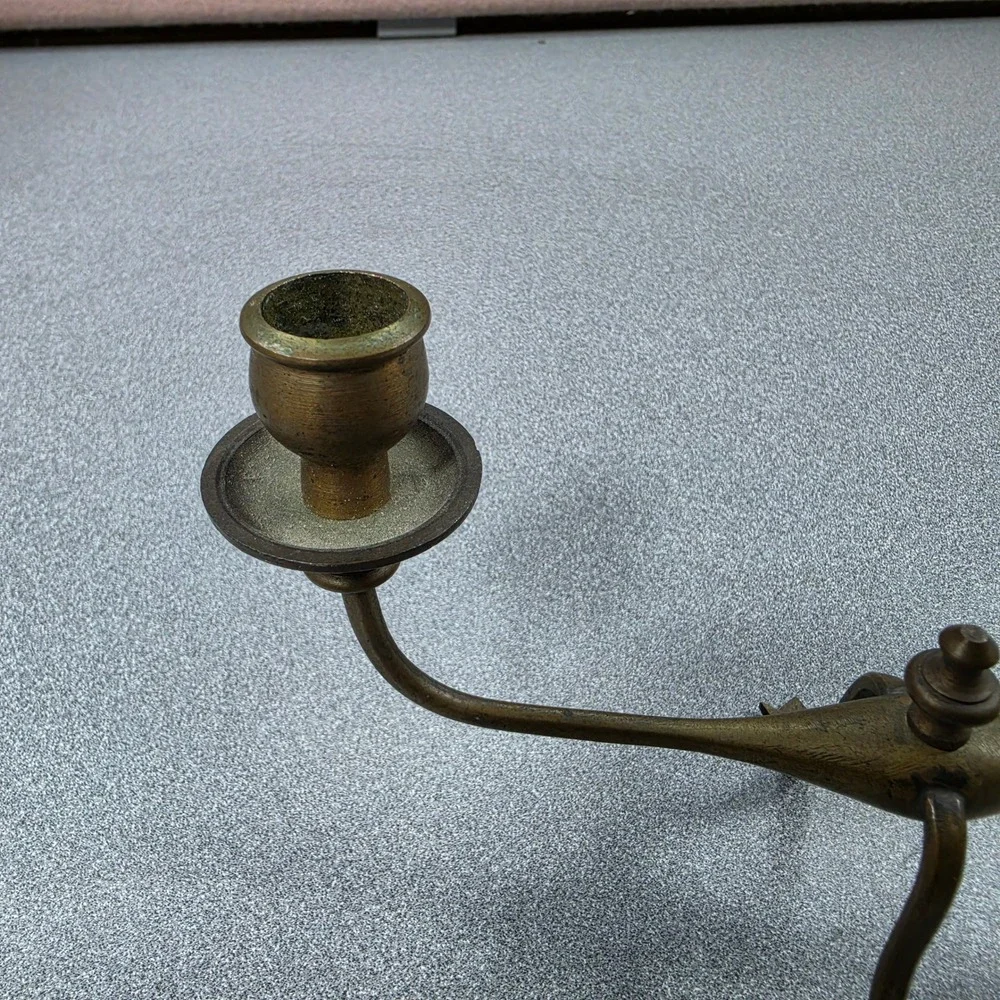 Vtg brass cantilever piano‎ candlestick cannonball paw feet Candle Holder Italy